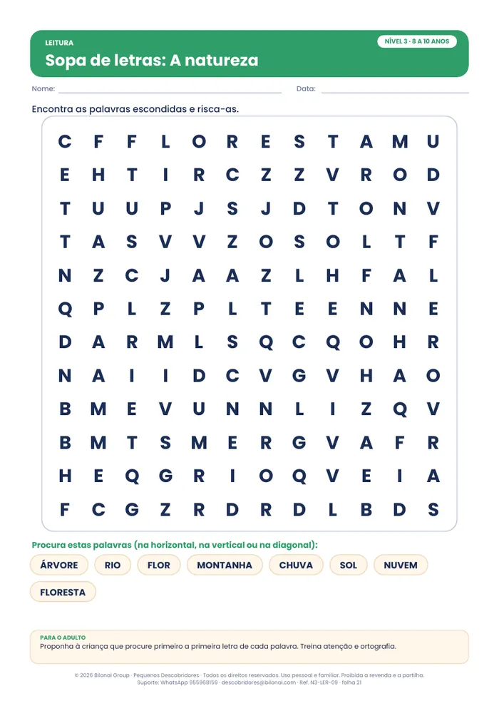 Folha Sopa de letras